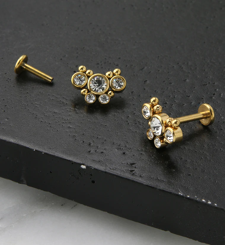 Gold PVD Passel Gem Labret Post - Image 2