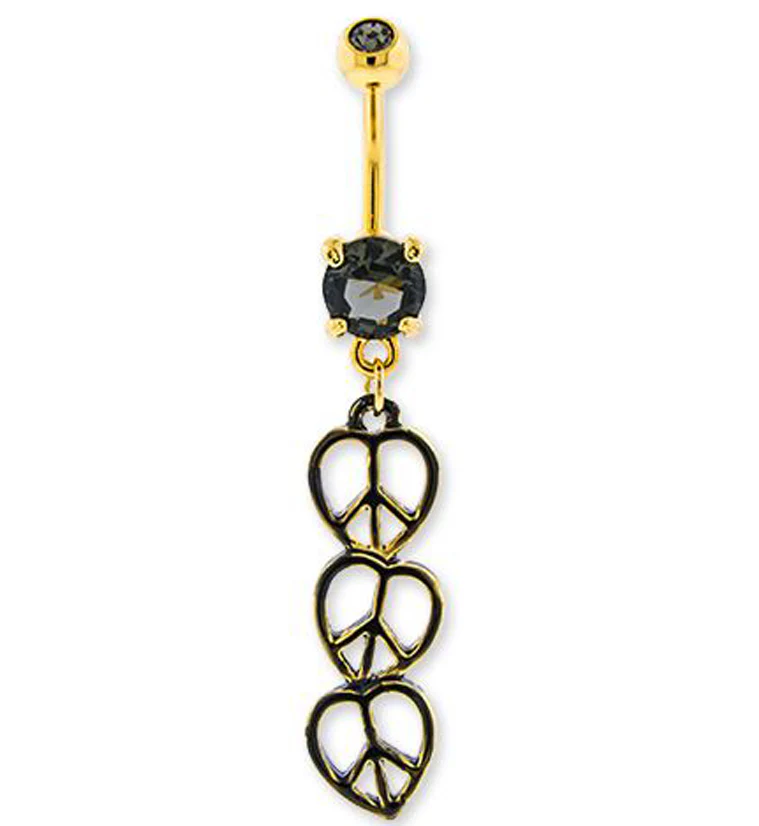 Gold PVD Peace Heart Belly Button Ring