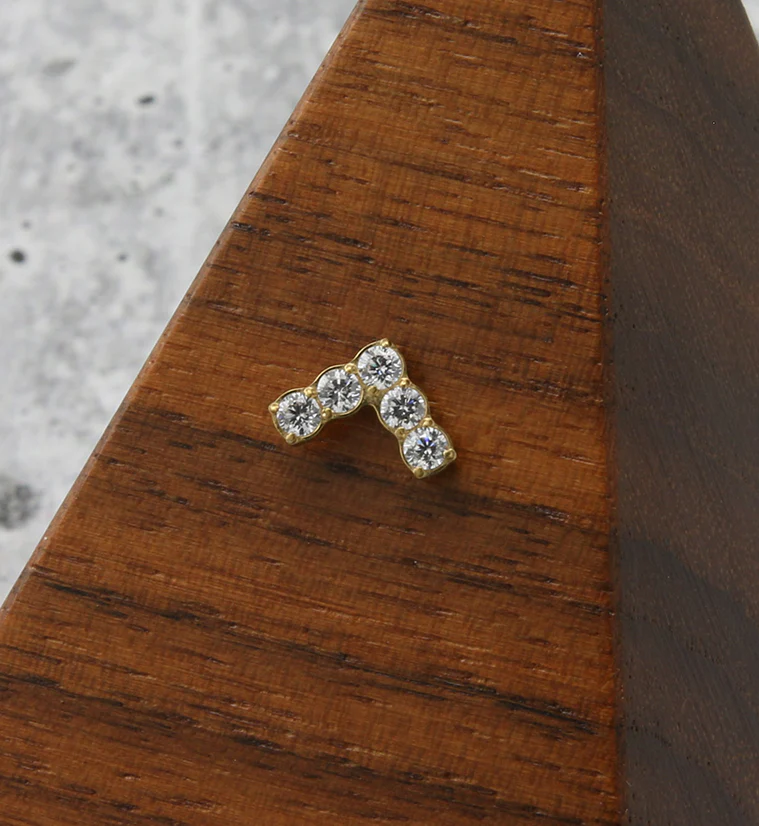 Gold PVD Point CZ Threadless Titanium Top - Image 2