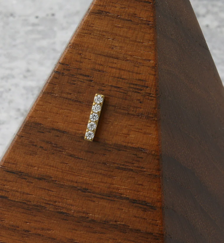 Gold PVD Rack CZ Bar Titanium Threadless Top - Image 2