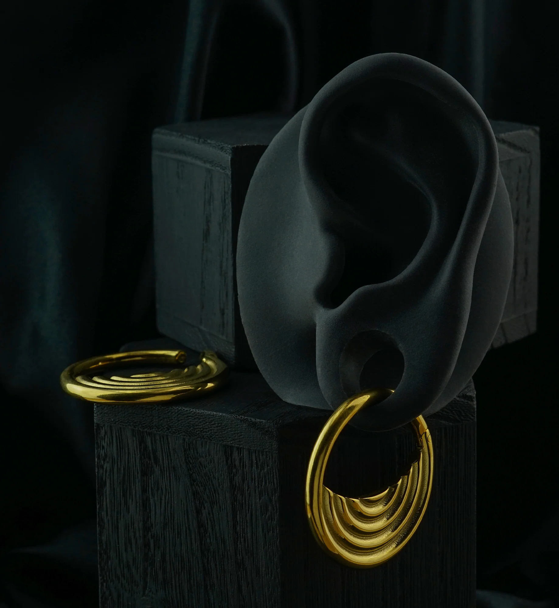 Gold PVD Radial Stainless Steel Hinged Ear Weights - Image 2