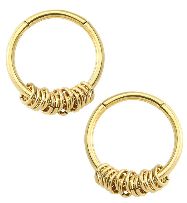 Gold PVD Active Rings Hinged Ear Weights