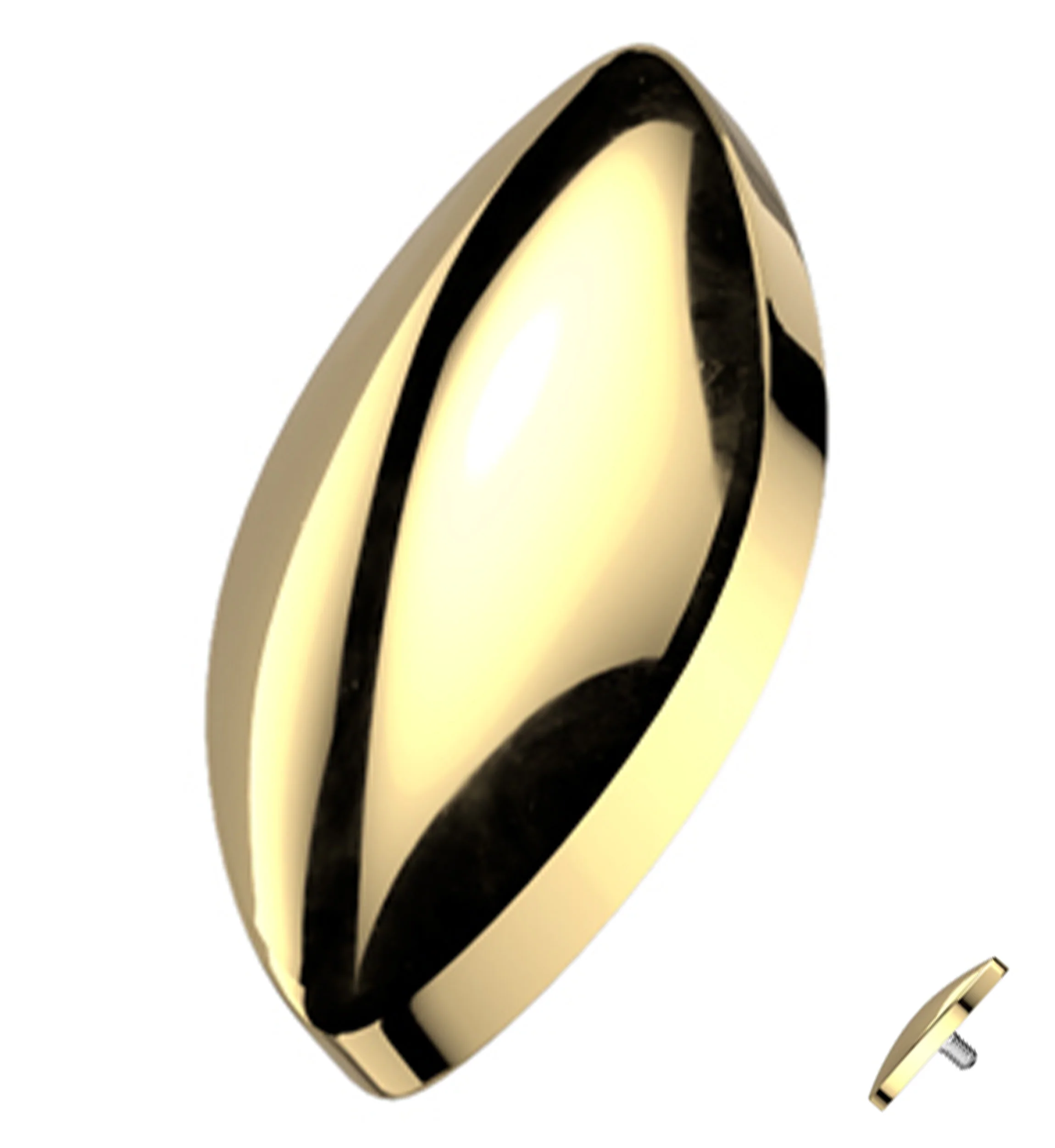Gold PVD Marquise Titanium Internally Threaded Top