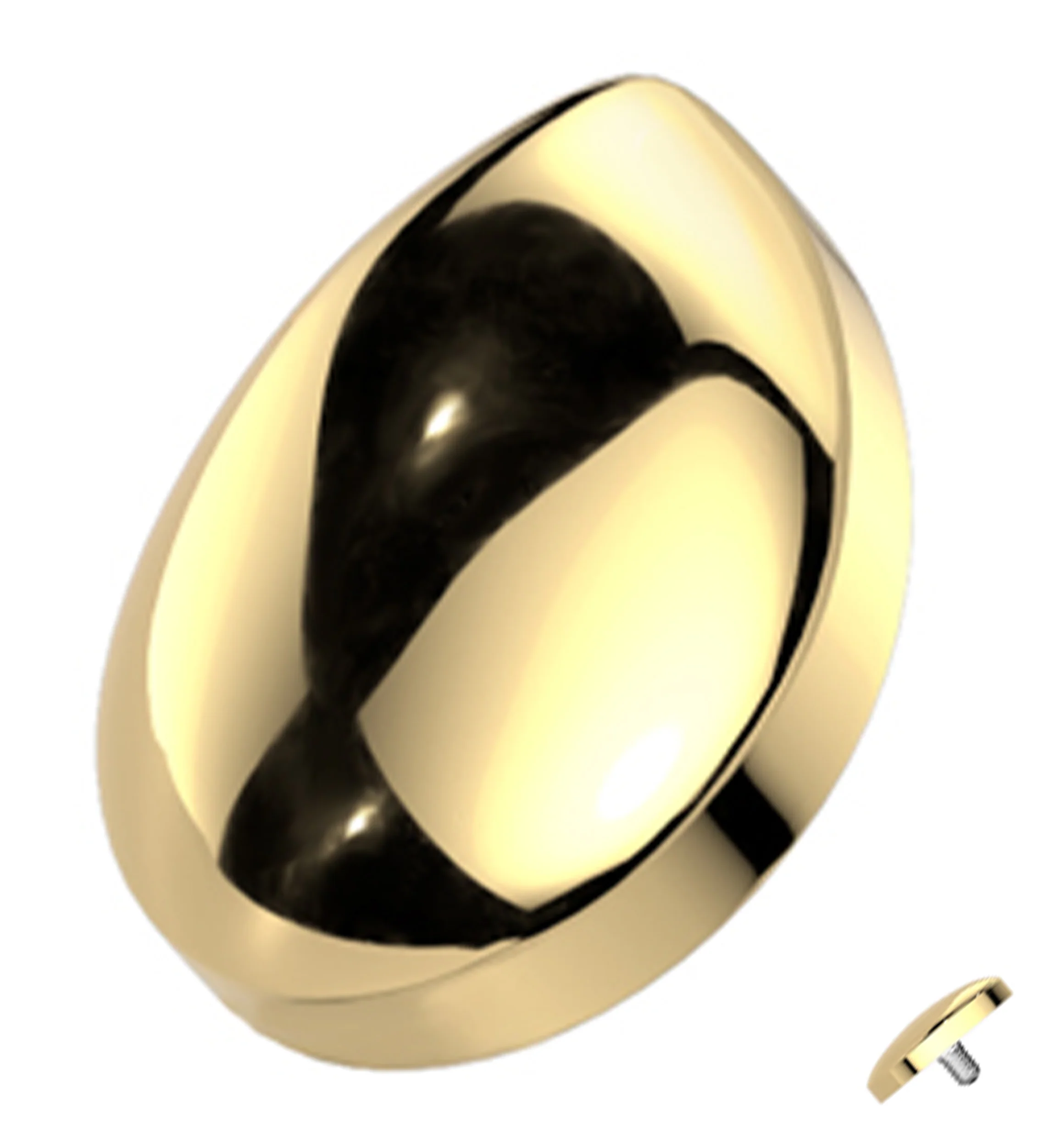 Gold PVD Teardrop Titanium Internally Threaded Top
