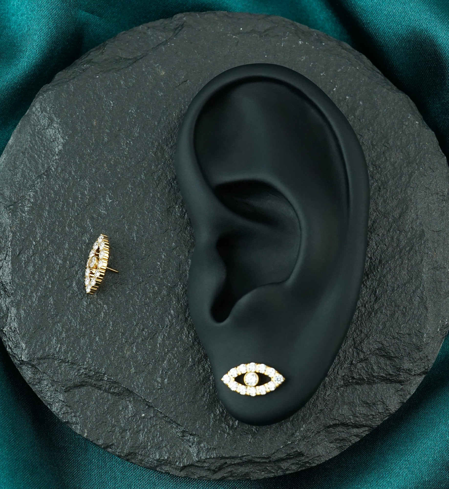 Gold PVD Sentinel Clear CZ Titanium Threadless Top - Image 2