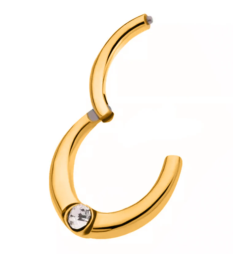 Gold PVD Single Bezel CZ Hinged Segment Ring - Image 3
