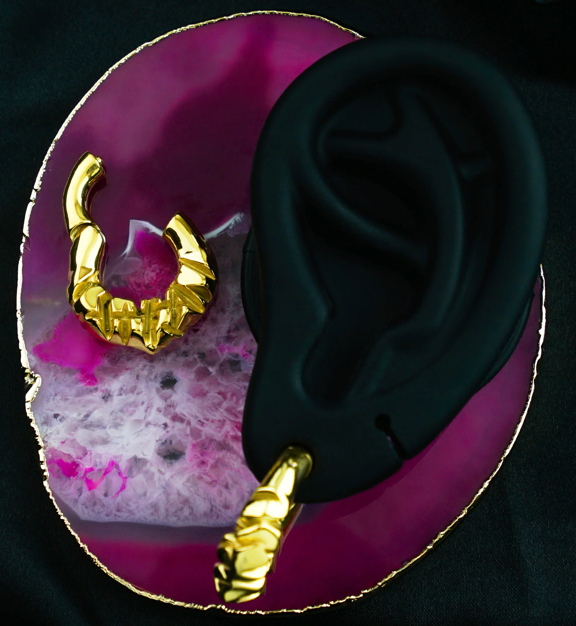 Gold PVD Slash Hinged Ear Weights - Image 3