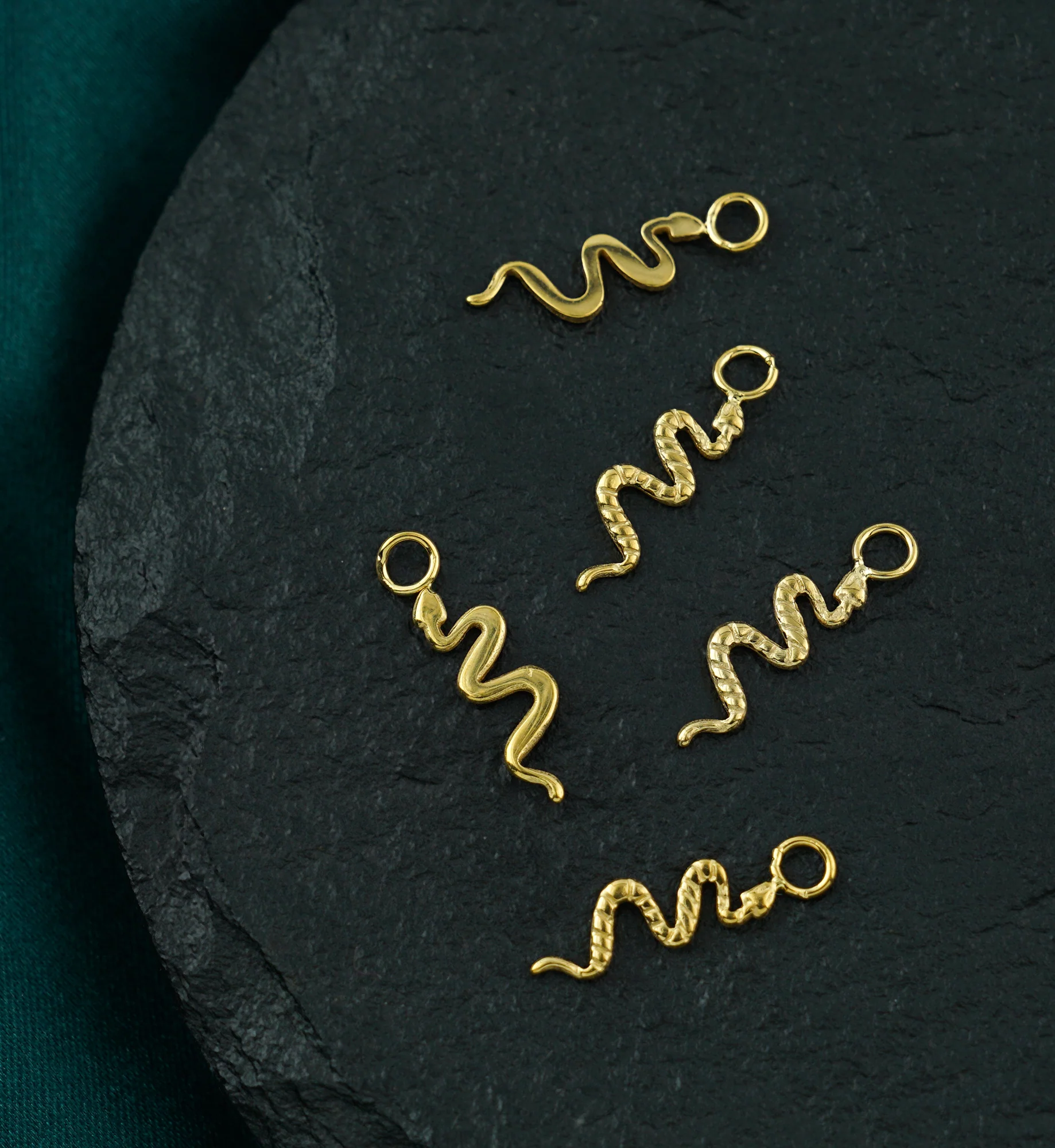 Gold PVD Snake Titanium Charm - Image 2