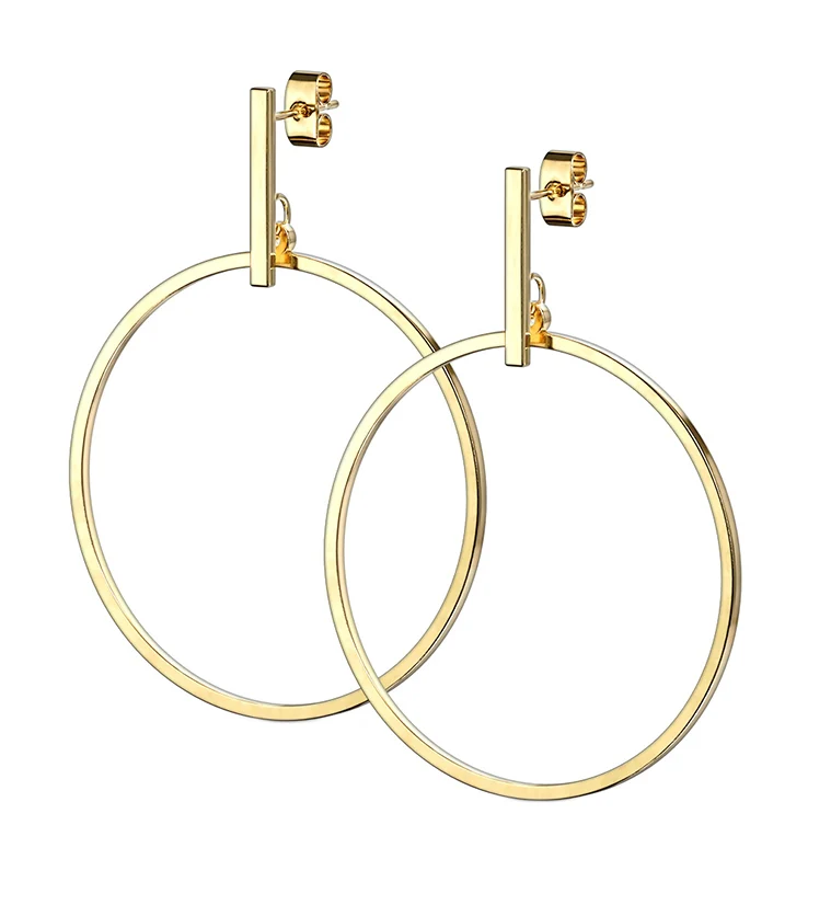 Gold PVD Spherical Hanging Earrings