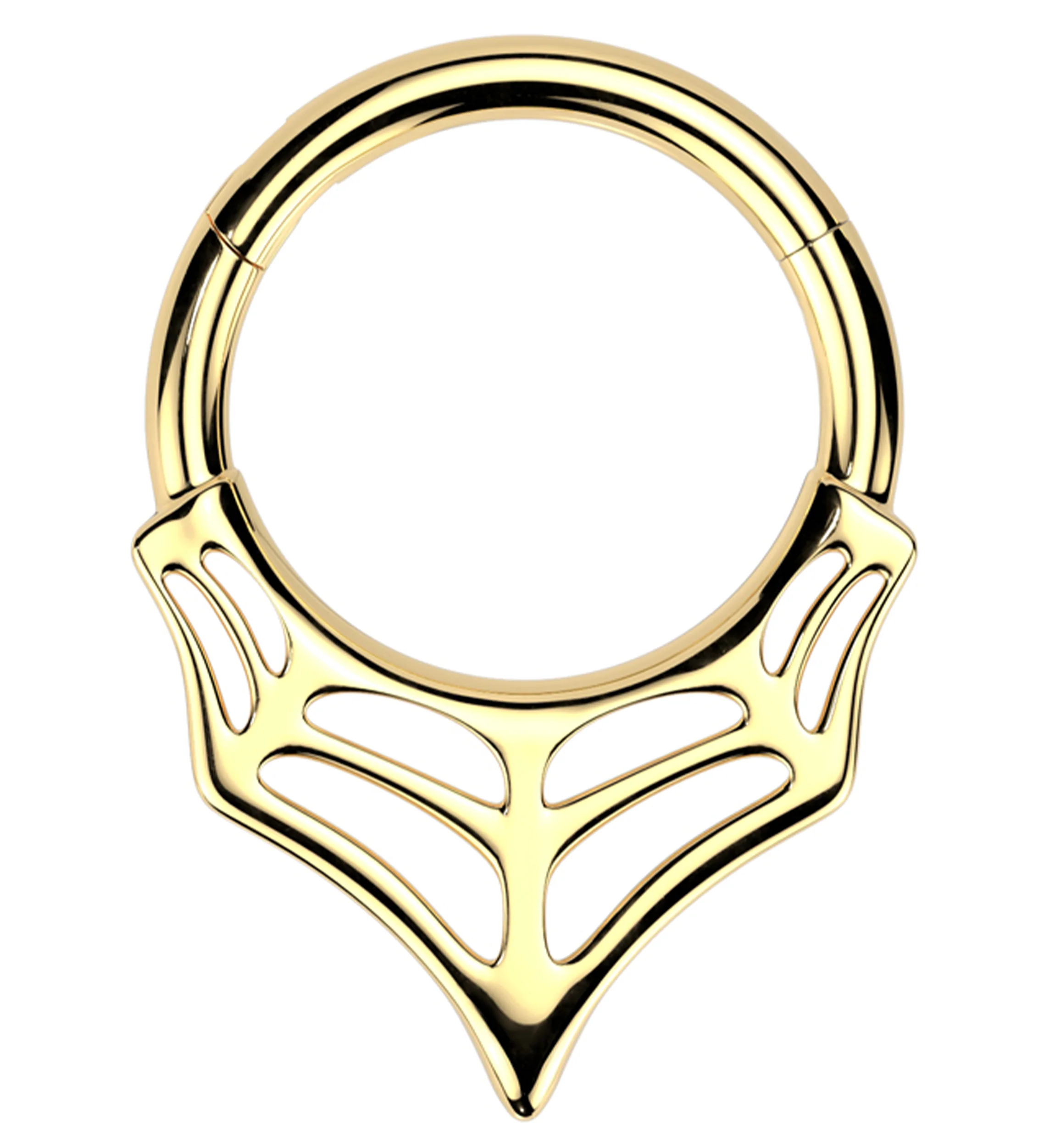 Gold PVD Spiderweb Point Stainless Steel Hinged Segment Ring