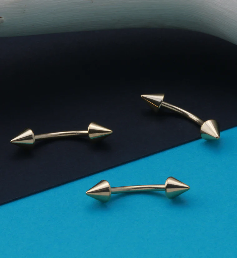 Gold PVD Spiked Curved Barbell - Image 3