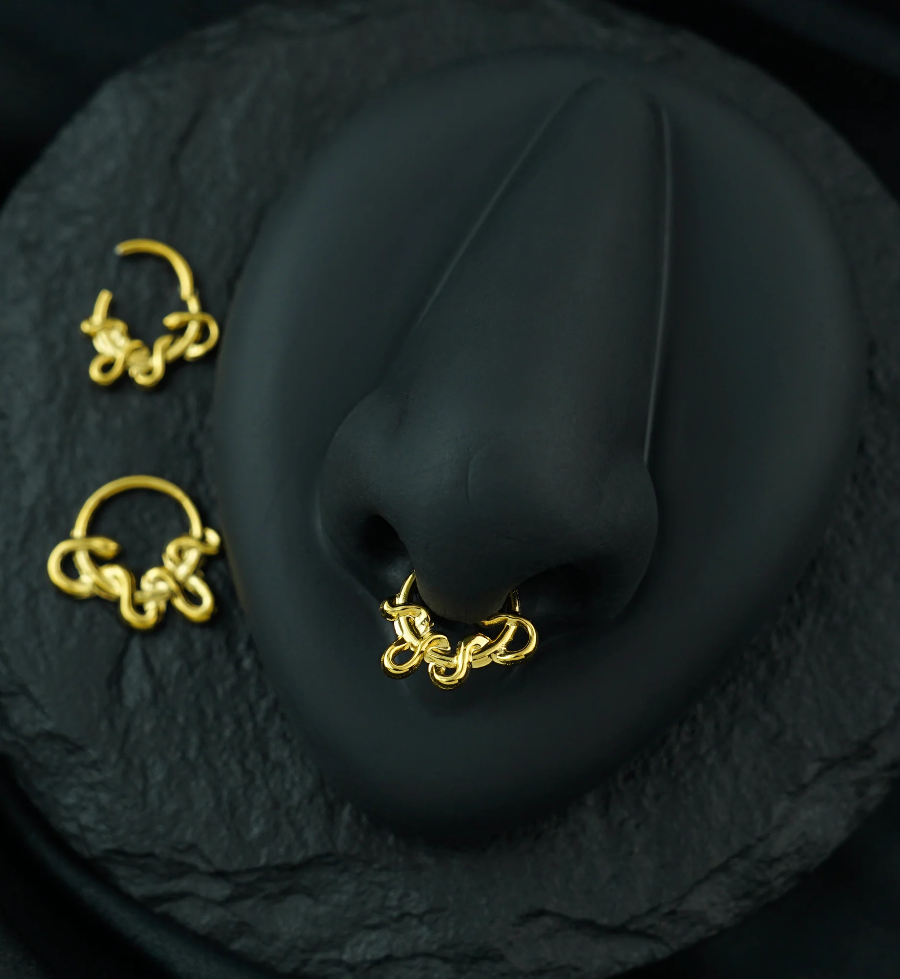 Gold PVD Arboreal  Snake Stainless Steel Hinged Segment Ring - Image 2