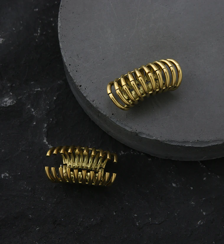 Gold PVD Stacked Stainless Steel Rings - 10 Ring Stack - Image 4