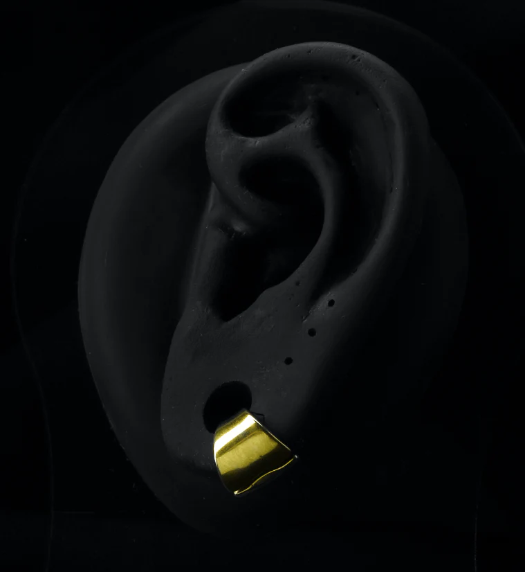 Gold PVD Stainless Steel Hinged Stretched Ear Cuffs