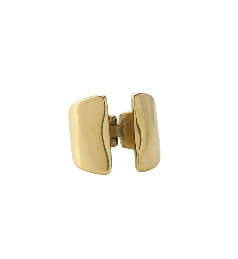 Gold PVD Stainless Steel Hinged Stretched Ear Cuffs - Image 3