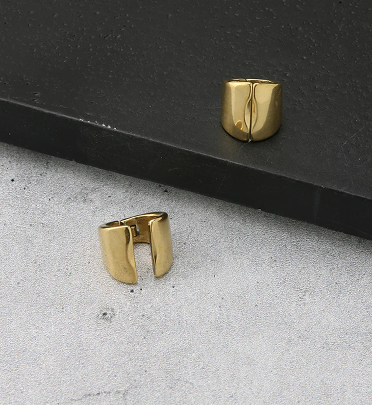 Gold PVD Stainless Steel Hinged Stretched Ear Cuffs - Image 6