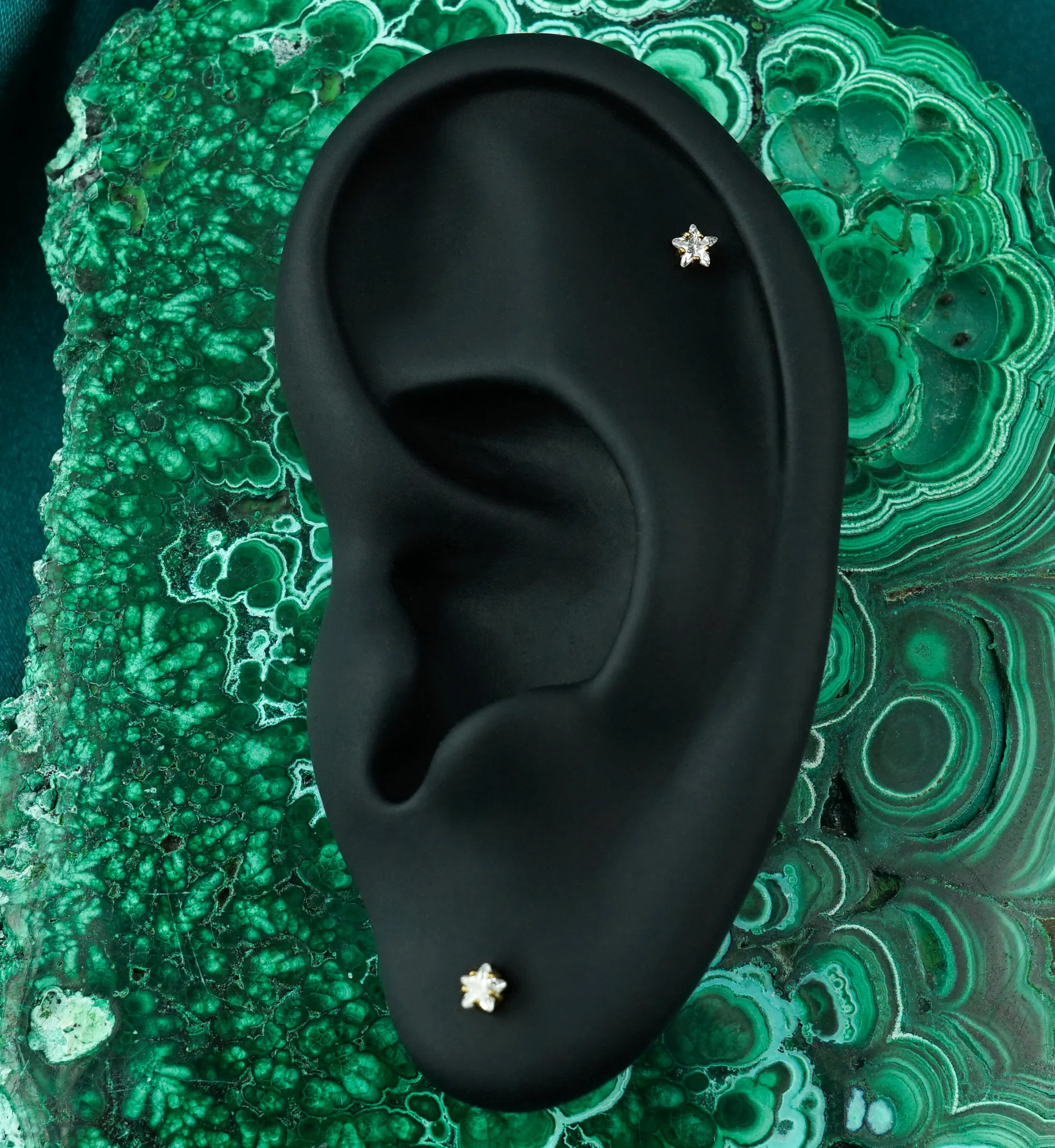 Gold PVD Star CZ Labret Post - Image 2