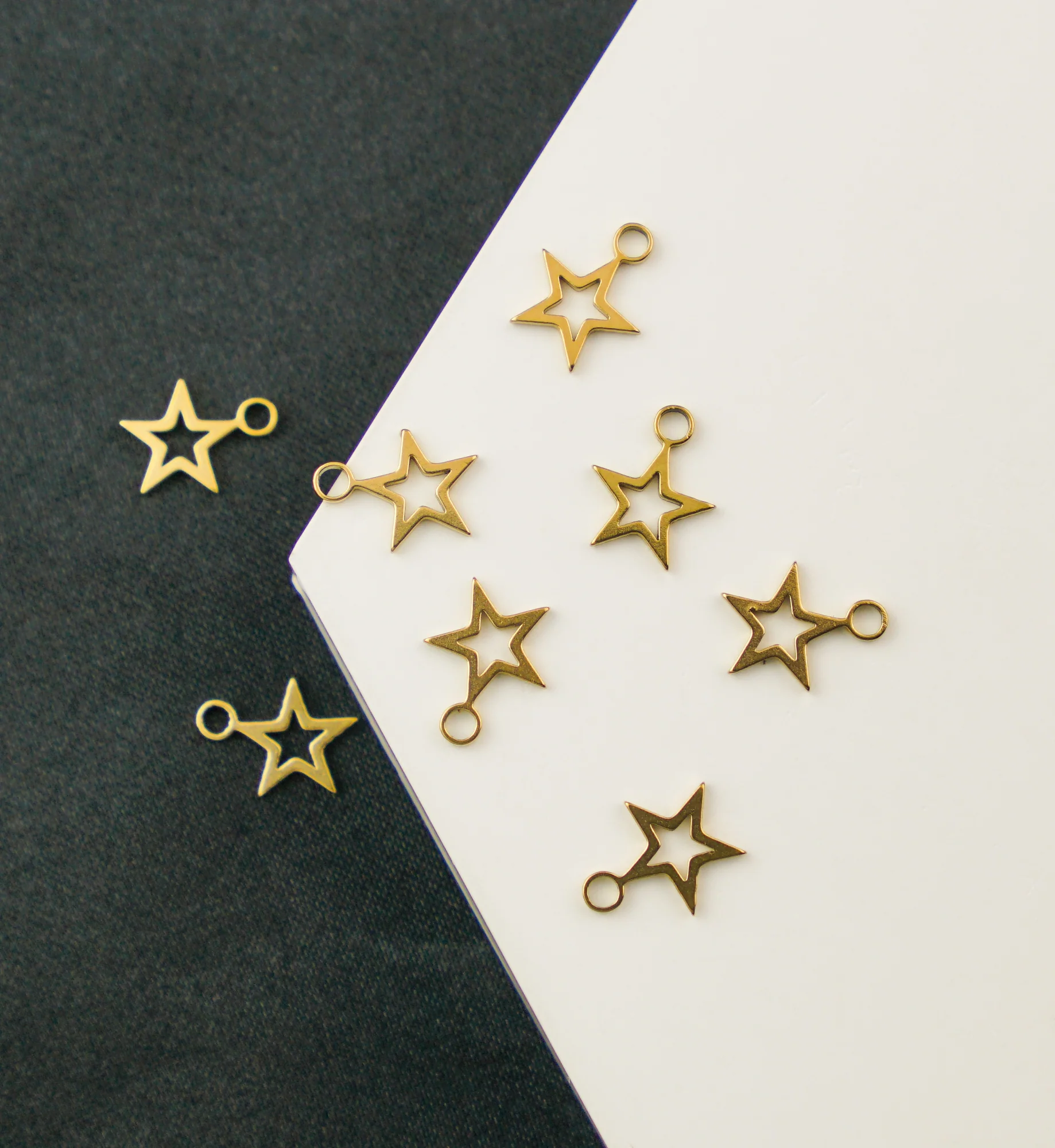 Gold PVD Star Outline Stainless Steel Charm - Image 2