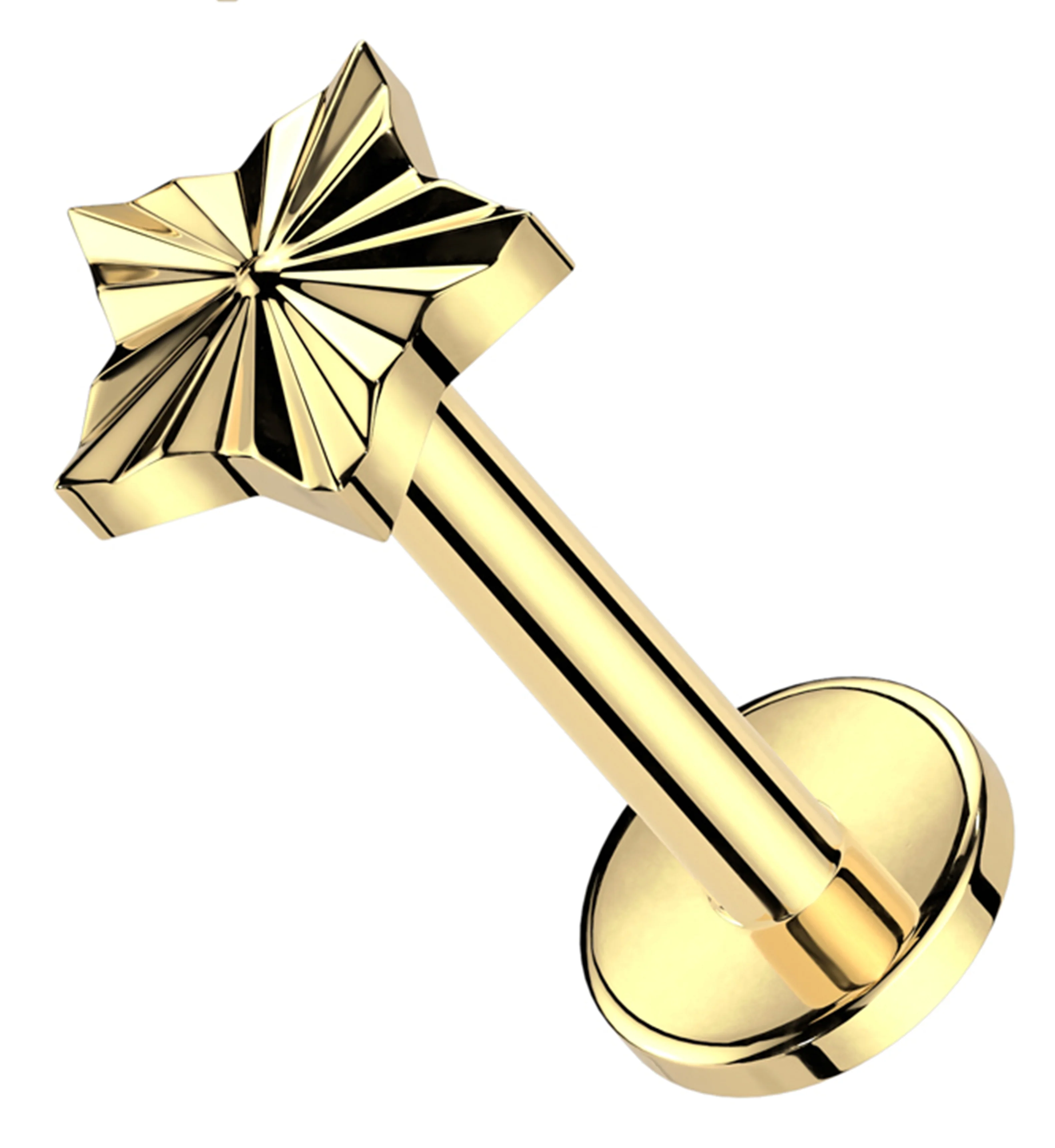 Gold PVD Star Score Internally Threaded Titanium Labret