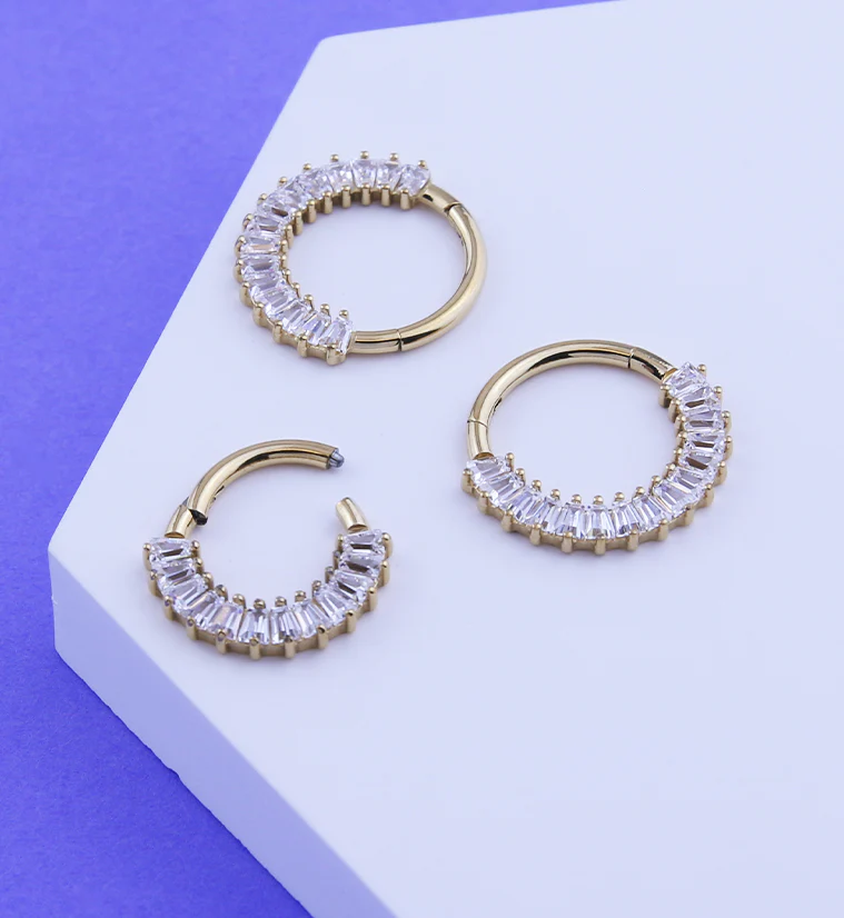 Gold PVD Strand Clear CZ Hinged Segment Ring - Image 2