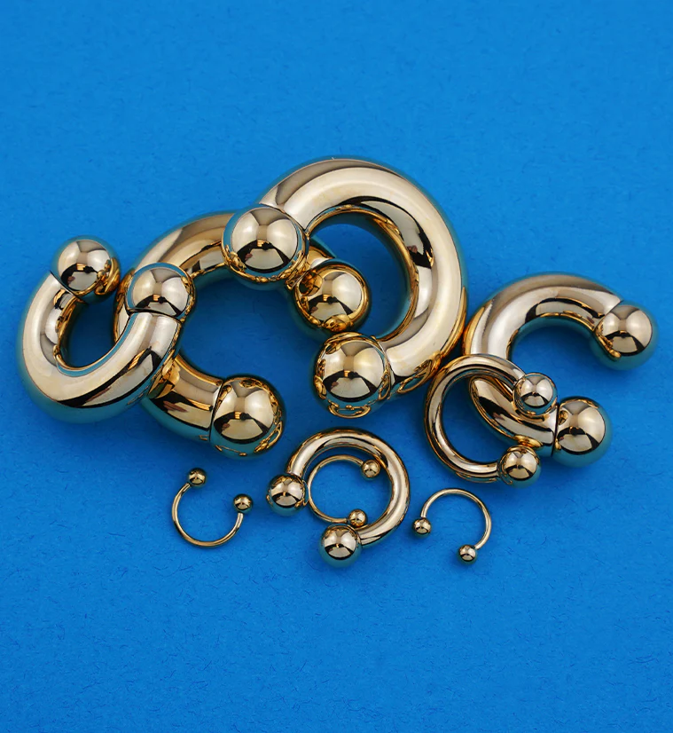 Gold PVD Titanium Circular Barbell - Image 3