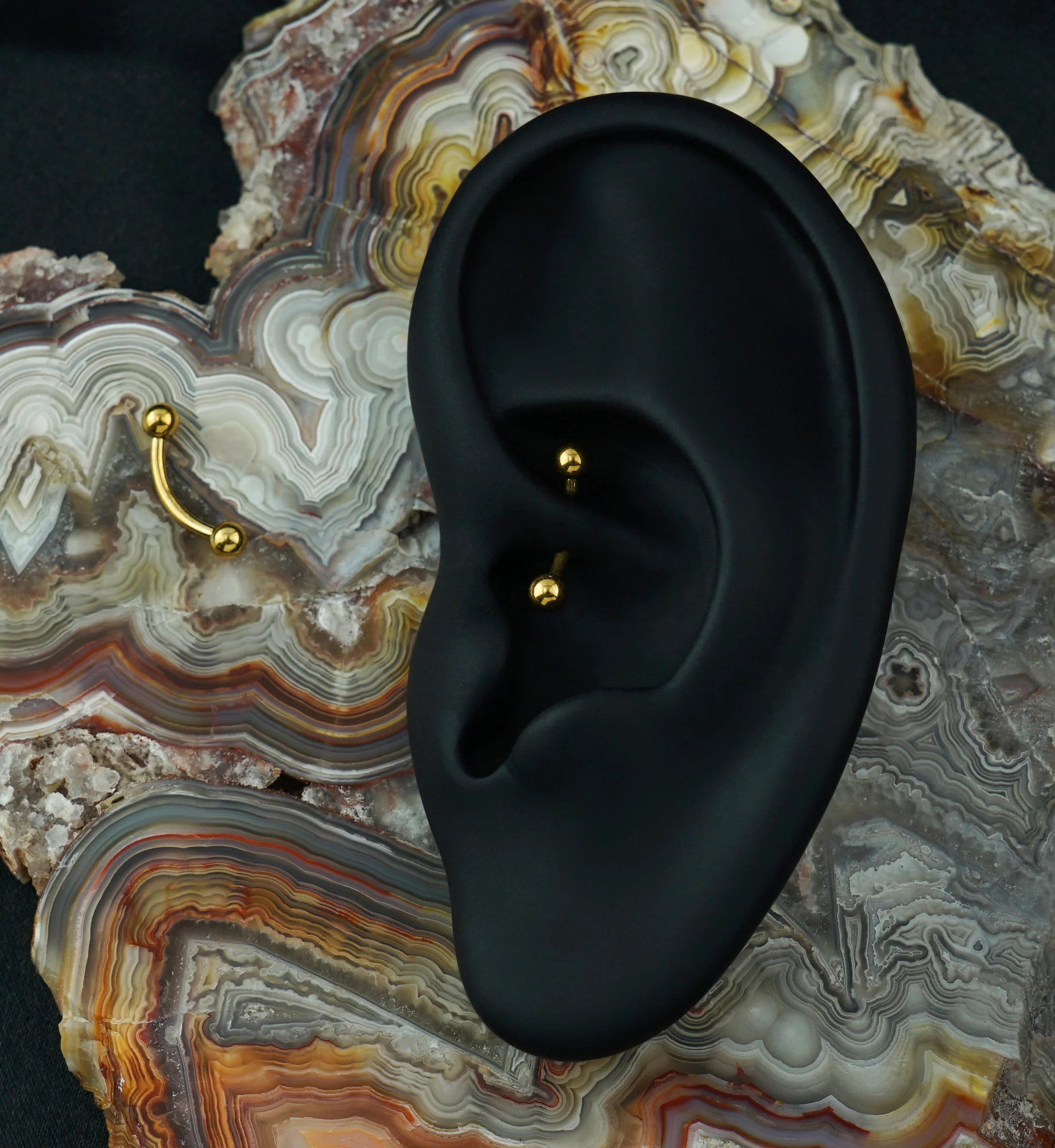 Gold PVD Titanium Curved Barbell - Image 3