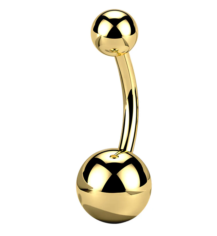 Gold PVD Titanium Internally Threaded Belly Button Ring