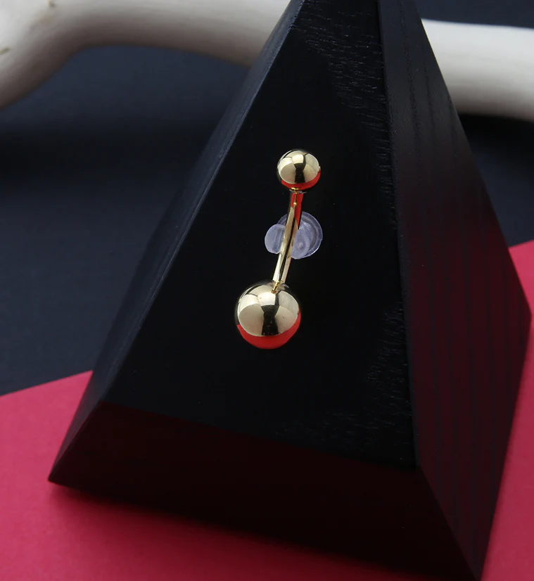 Gold PVD Titanium Internally Threaded Belly Button Ring - Image 2
