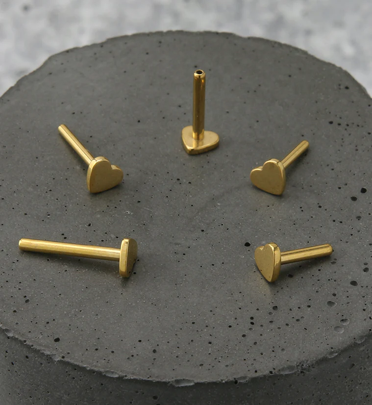 Gold PVD Titanium Threadless Heart Back Labret (Back Only) - Image 2