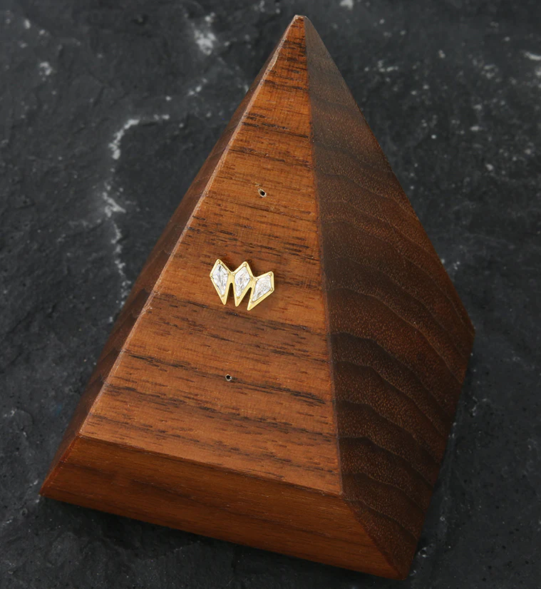 Gold PVD Triple Quill Clear CZ Titanium Threadless Top - Image 2