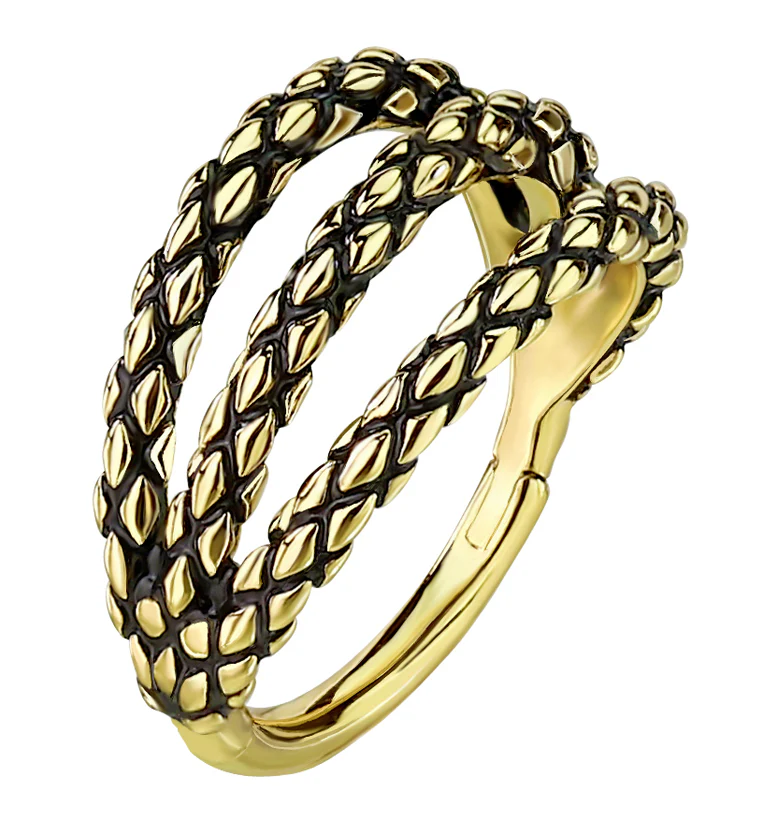 Triple Scales Gold PVD Hinged Segment Ring