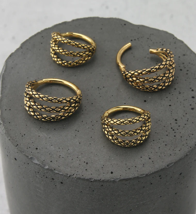Triple Scales Gold PVD Hinged Segment Ring - Image 2