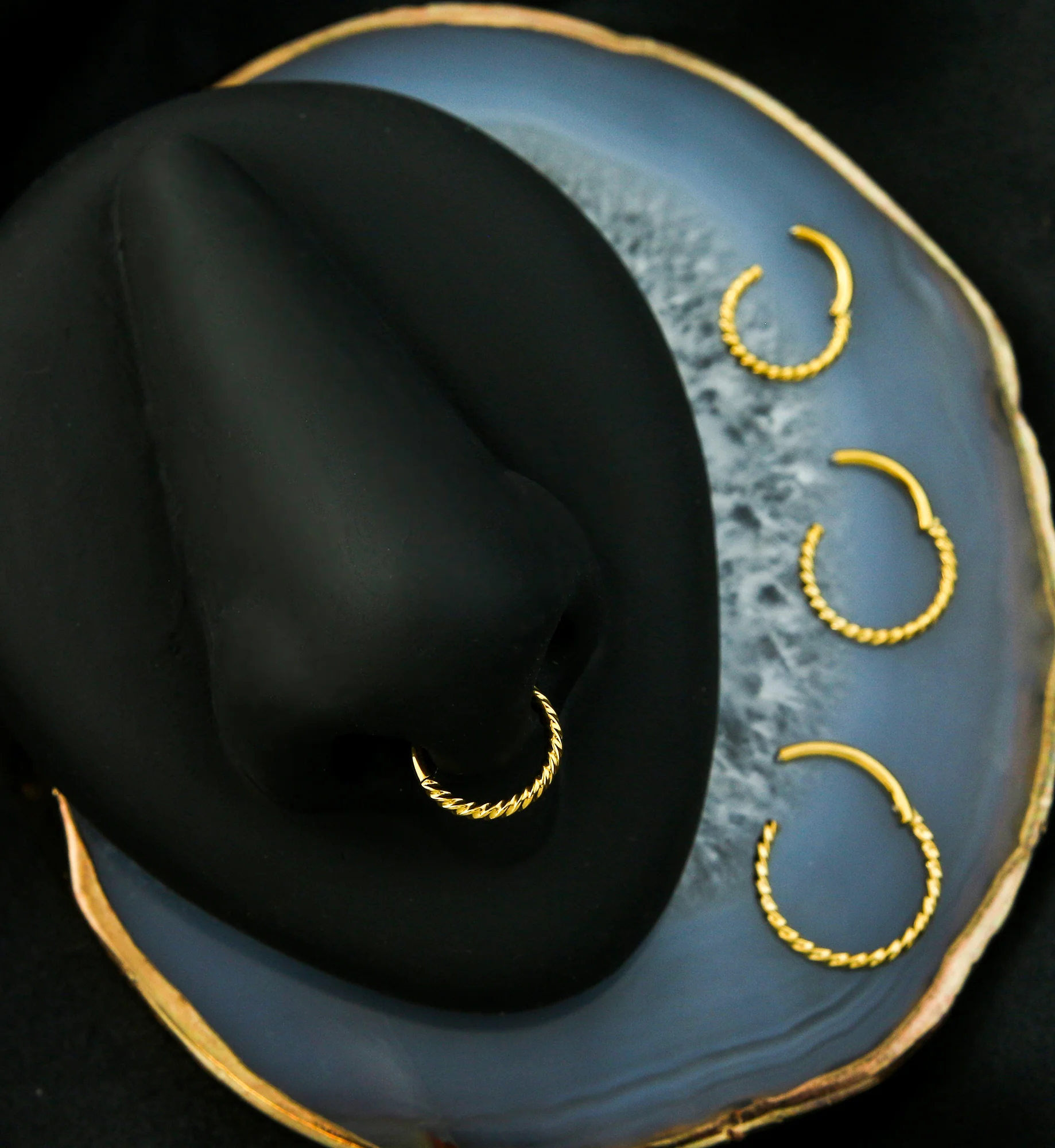 Gold PVD Twisted Titanium Segment Ring - Image 2