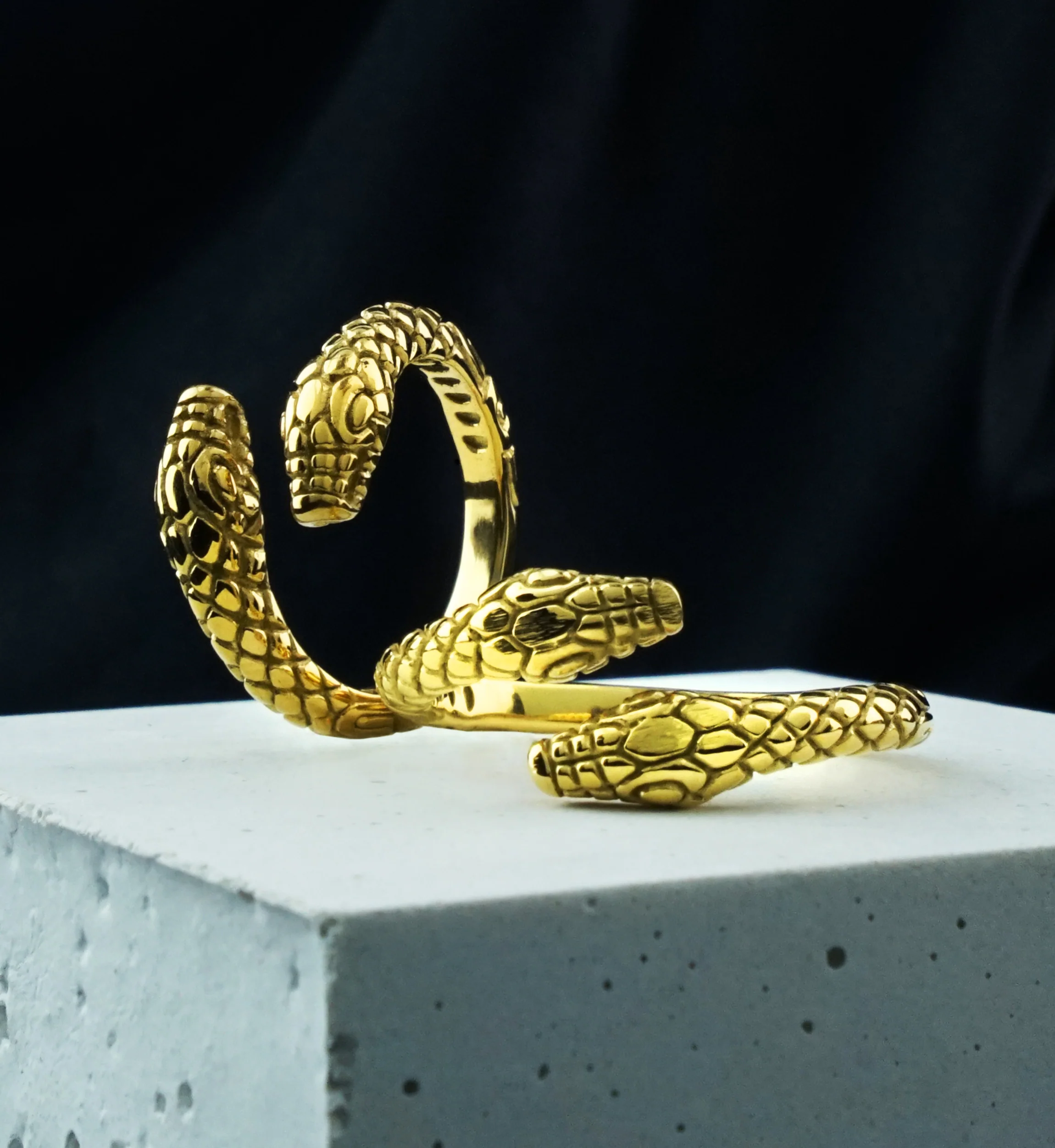 Double Headed Snake Gold PVD Stainless Steel Ring