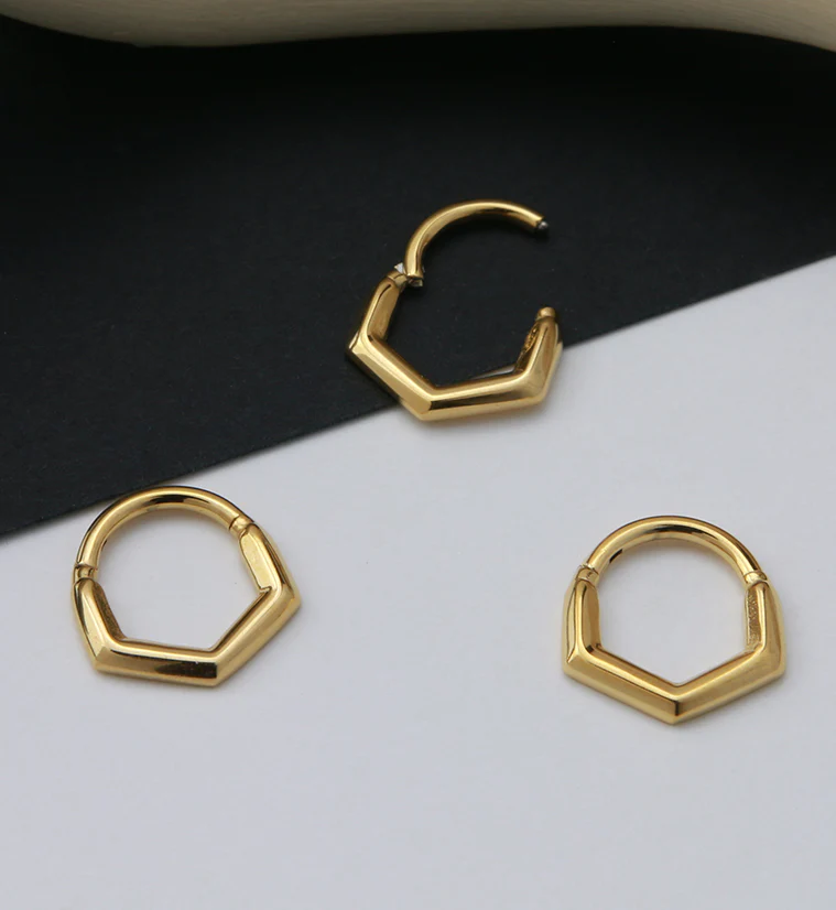 Gold PVD V-Shaped Hinged Segment Ring - Image 2