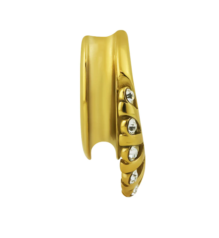 Gold PVD Vane Clear CZ Stainless Steel Saddles - Image 3