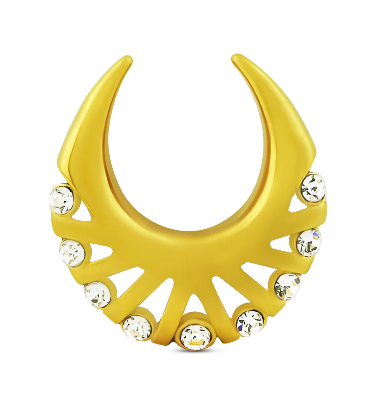 Gold PVD Vane Clear CZ Stainless Steel Saddles - Image 4