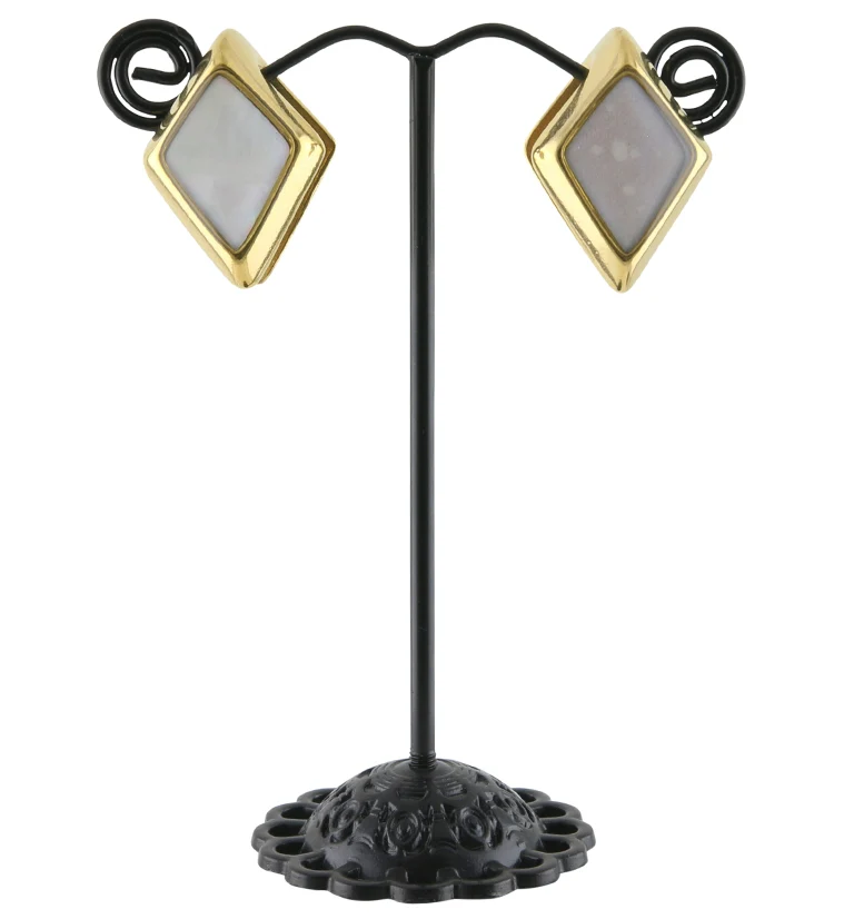 Gold PVD Zircon Mother of Pearl Ear Weights - Image 3