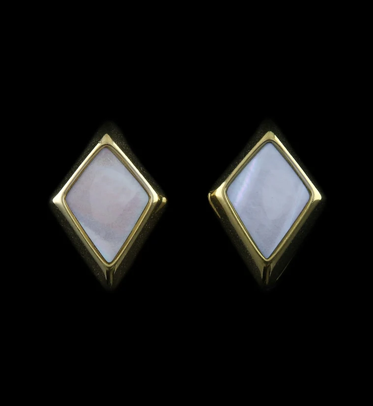 Gold PVD Zircon Mother of Pearl Ear Weights - Image 4