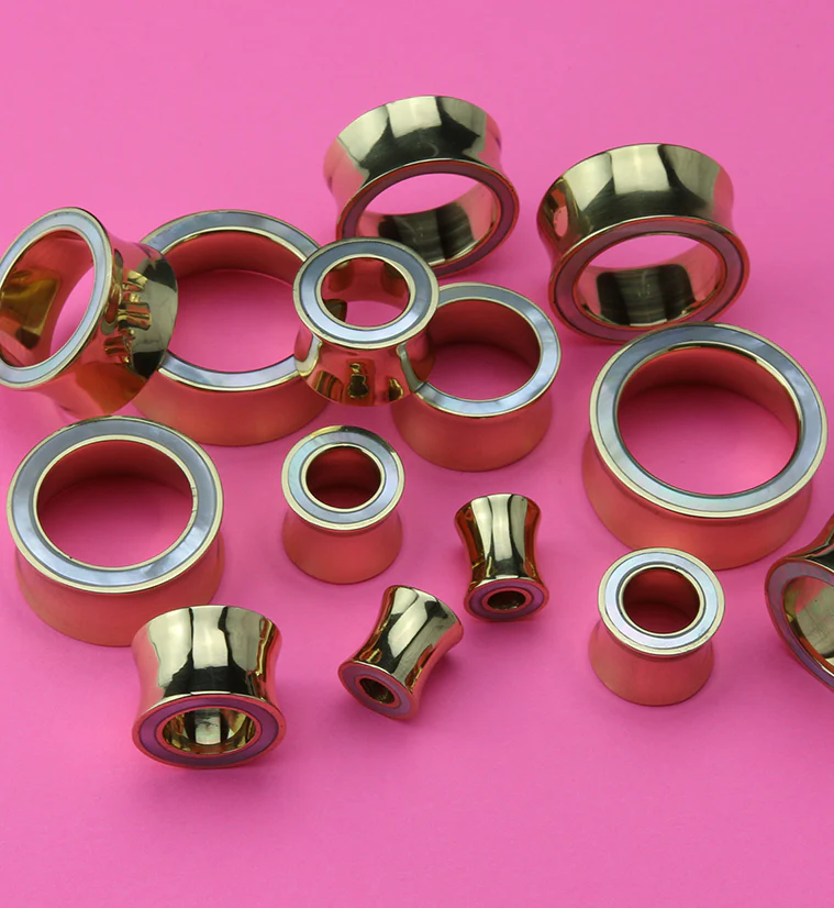 Golden Brass Mother of Pearl Tunnels - Image 2