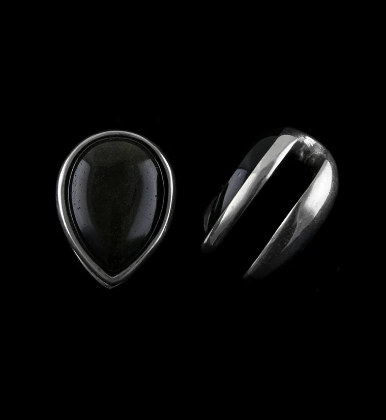 Golden Obsidian Knuckle White Brass Ear Weights - Image 3