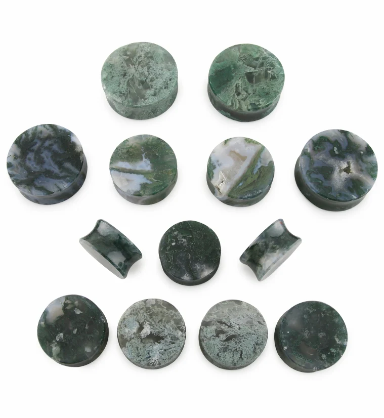 Grade A Green Moss Agate Stone Plugs - Image 4