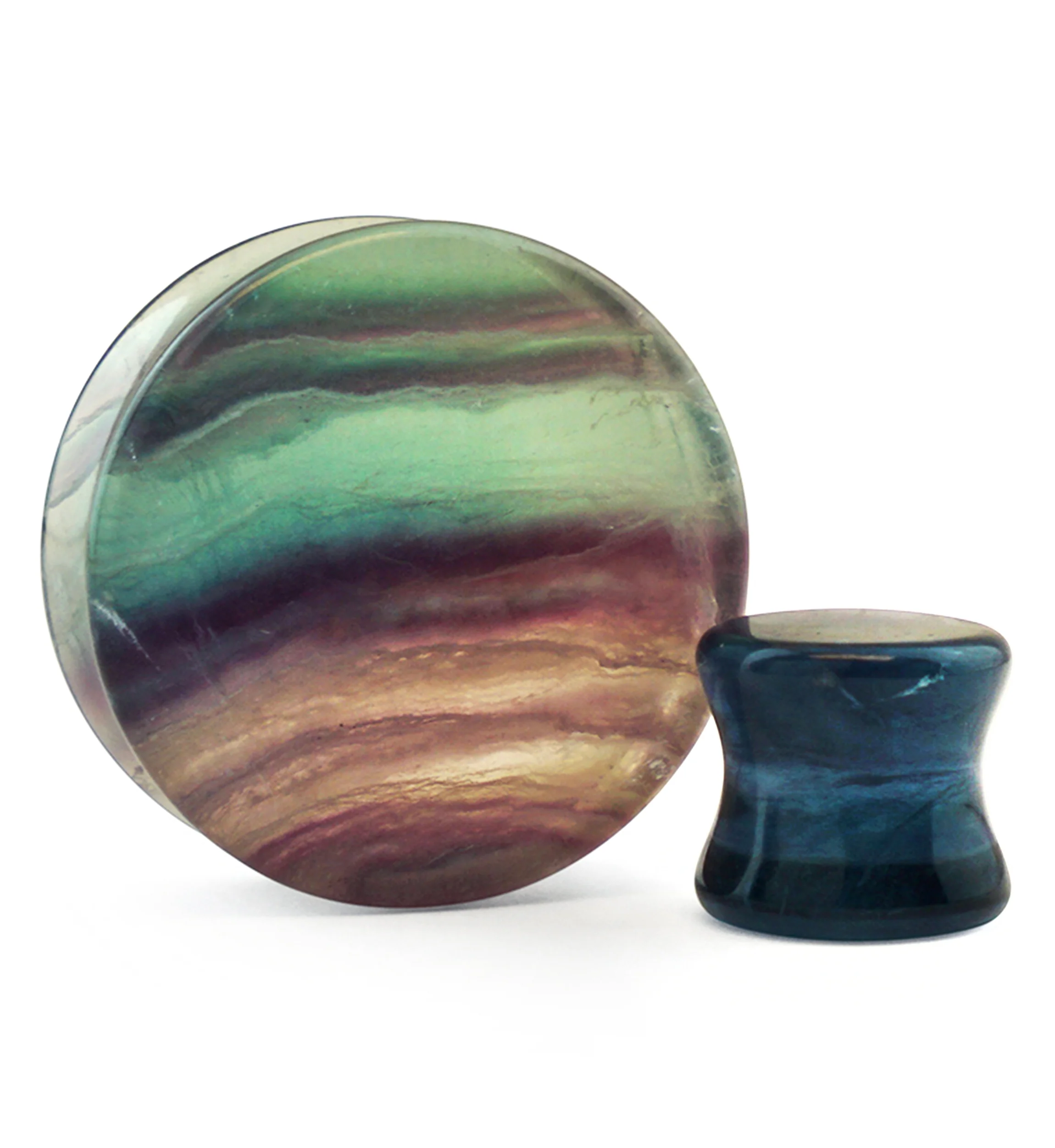 Grade A Rainbow Fluorite Stone Plugs