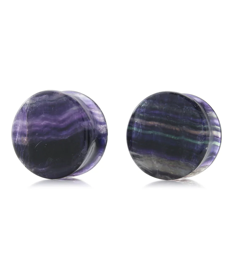 Grade A Rainbow Fluorite Stone Plugs 3/4" (19mm) - Version 1 - Image 2