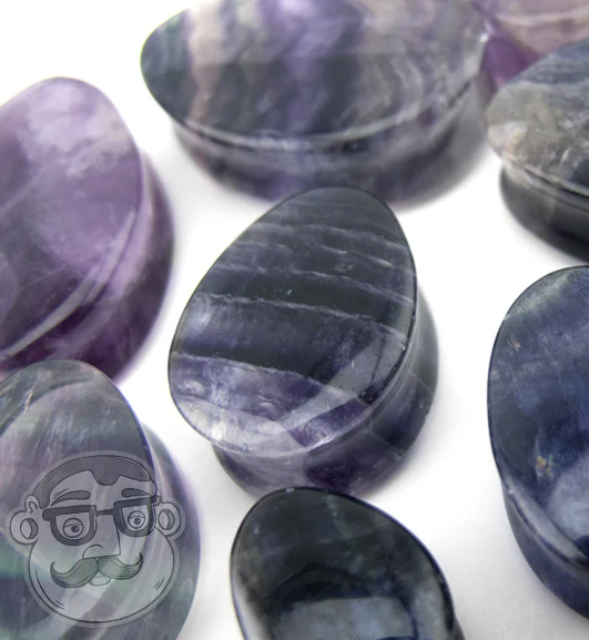 Grade A Rainbow Fluorite Teardrop Stone Plugs - Image 8