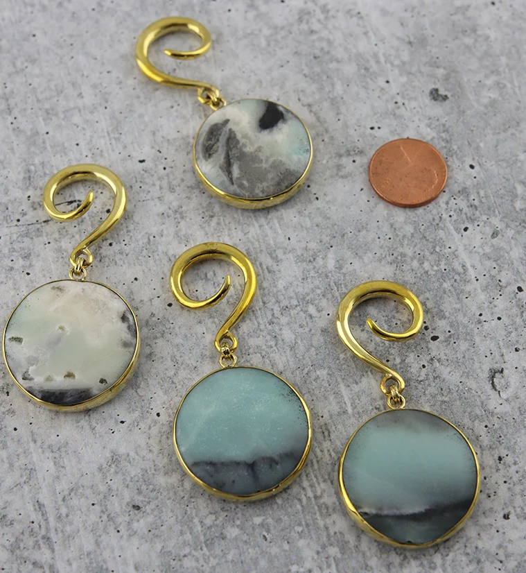 Grand Amazonite Stone Hanging Ear Weights - Image 2