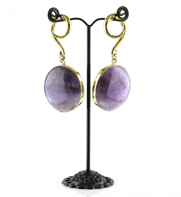 Grand Amethyst Stone Hanging Ear Weights - Image 2