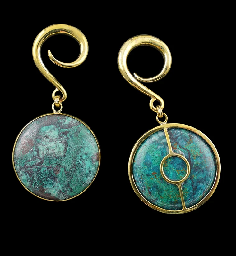 Grand Chrysocolla Stone Hanging Ear Weights - Image 2
