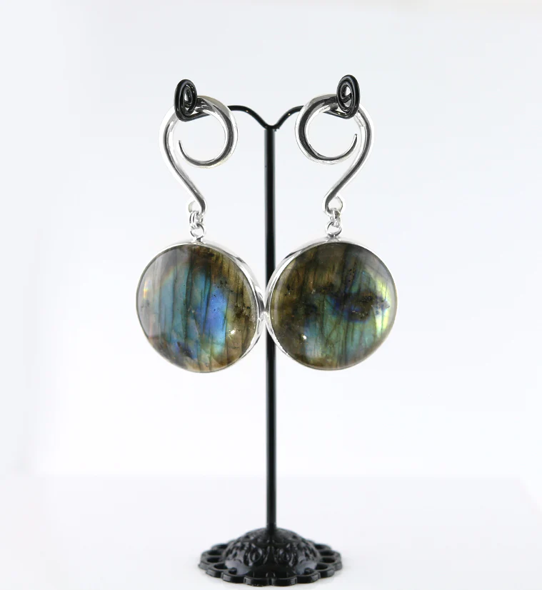 Grand Labradorite Stone Hanging Ear Weights - Image 2