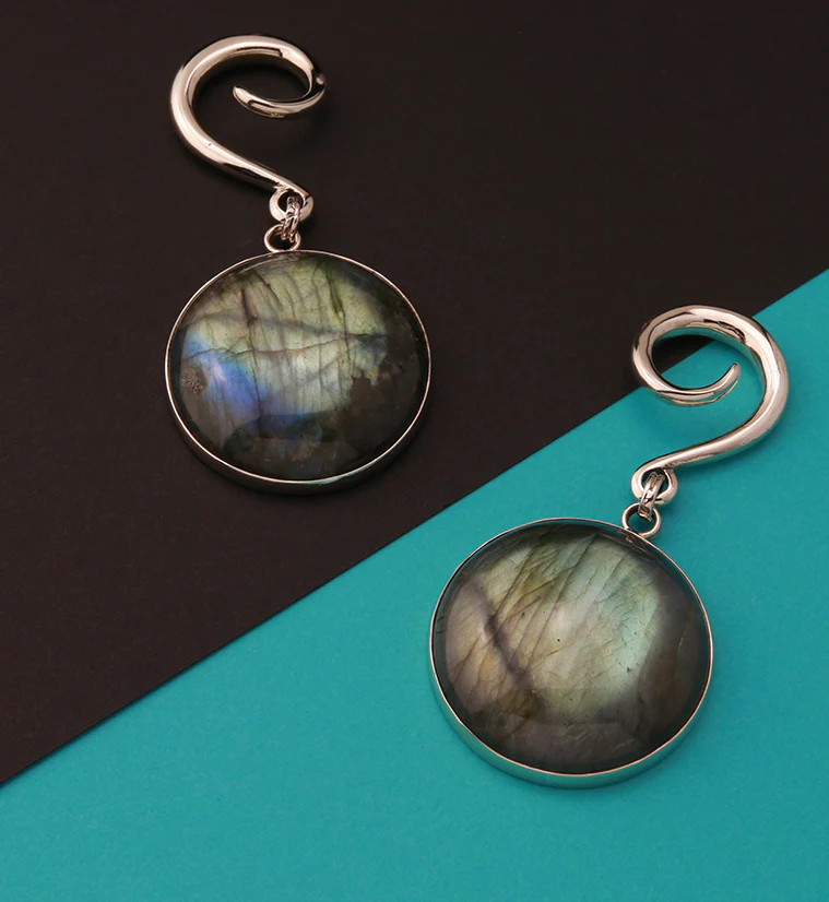 Grand Labradorite Stone Hanging Ear Weights - Image 3